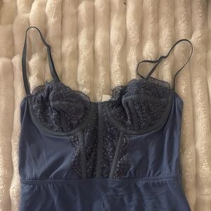 Urban Outfitters Blue Lace Chemise